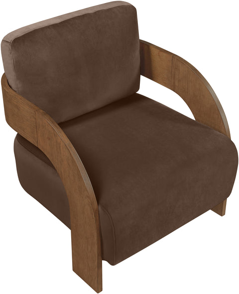 Celeste Brown Velvet Performance Fabric Upholstered Accent Chair, 1 Piece (Style 2)