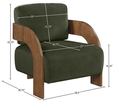 Celeste Green Velvet Performance Fabric Upholstered Accent Chair, 1 Piece