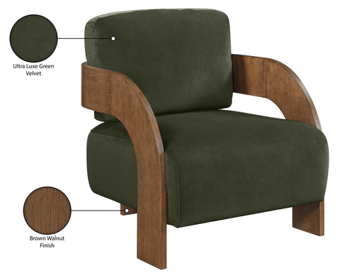 Celeste Green Velvet Performance Fabric Upholstered Accent Chair, 1 Piece