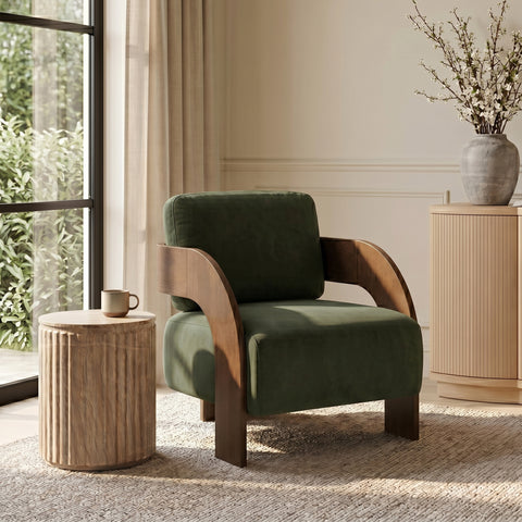 Celeste Green Velvet Performance Fabric Upholstered Accent Chair, 1 Piece