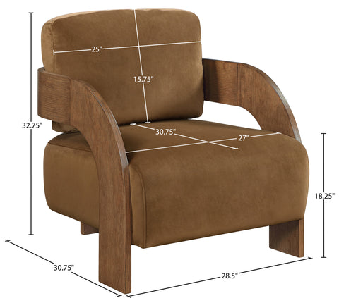 Celeste Saddle Velvet Performance Fabric Upholstered Accent Chair, 1 Piece (Style 2)
