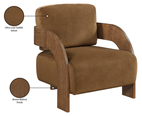 Celeste Saddle Velvet Performance Fabric Upholstered Accent Chair, 1 Piece (Style 2)