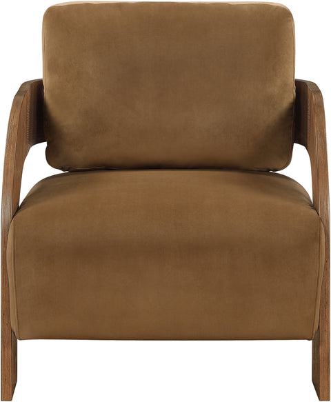 Celeste Saddle Velvet Performance Fabric Upholstered Accent Chair, 1 Piece (Style 2)