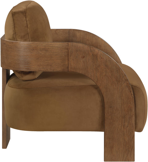 Celeste Saddle Velvet Performance Fabric Upholstered Accent Chair, 1 Piece (Style 2)