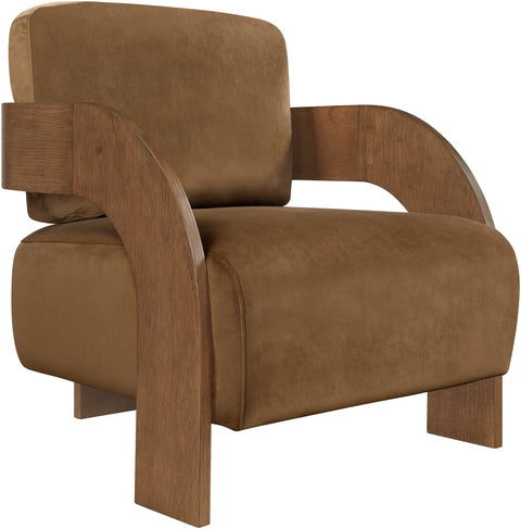 Celeste Saddle Velvet Performance Fabric Upholstered Accent Chair, 1 Piece (Style 2)
