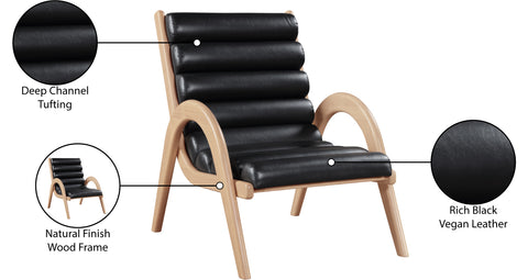 Talia Black Vegan Leather Upholstered Accent Chair, 1 Piece
