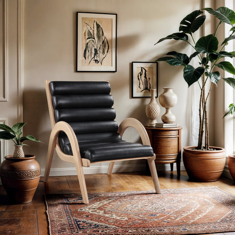 Talia Black Vegan Leather Upholstered Accent Chair, 1 Piece