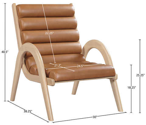 Talia Cognac Vegan Leather Upholstered Accent Chair, 1 Piece
