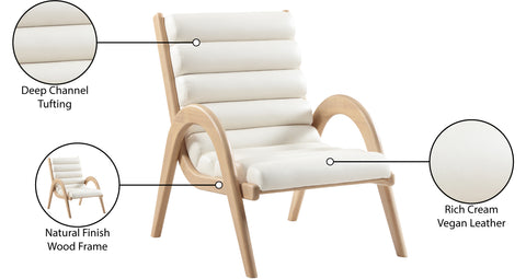 Talia Cream Vegan Leather Upholstered Accent Chair, 1 Piece