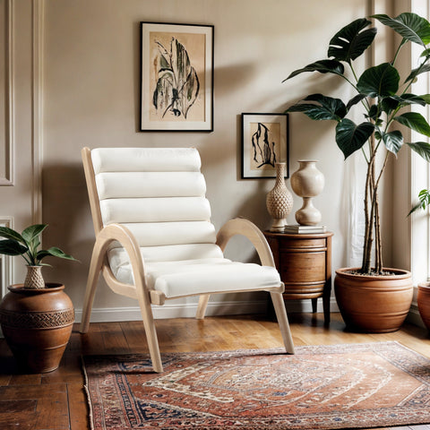 Talia Cream Vegan Leather Upholstered Accent Chair, 1 Piece