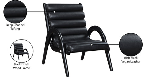 Talia Black Vegan Leather Upholstered Accent Chair, 1 Piece (Style 2)