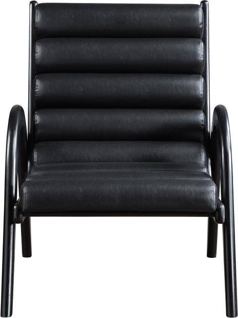 Talia Black Vegan Leather Upholstered Accent Chair, 1 Piece (Style 2)