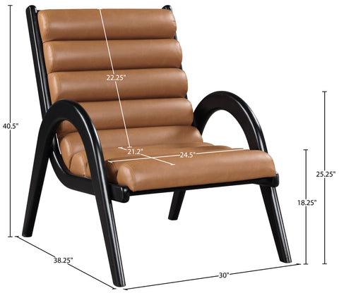 Talia Cognac Vegan Leather Upholstered Accent Chair, 1 Piece (Style 2)