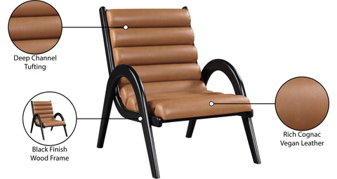 Talia Cognac Vegan Leather Upholstered Accent Chair, 1 Piece (Style 2)