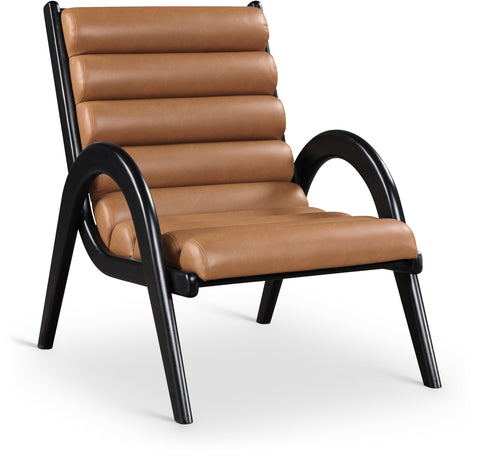 Talia Cognac Vegan Leather Upholstered Accent Chair, 1 Piece (Style 2)