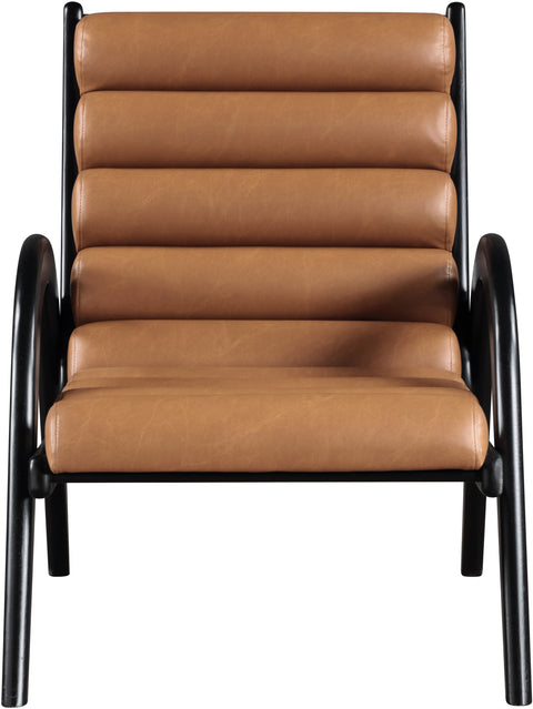 Talia Cognac Vegan Leather Upholstered Accent Chair, 1 Piece (Style 2)