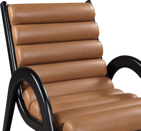 Talia Cognac Vegan Leather Upholstered Accent Chair, 1 Piece (Style 2)