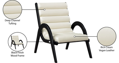 Talia Cream Vegan Leather Upholstered Accent Chair, 1 Piece (Style 2)