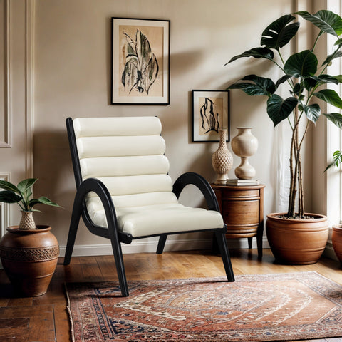 Talia Cream Vegan Leather Upholstered Accent Chair, 1 Piece (Style 2)