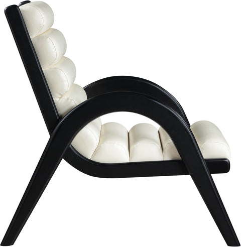 Talia Cream Vegan Leather Upholstered Accent Chair, 1 Piece (Style 2)