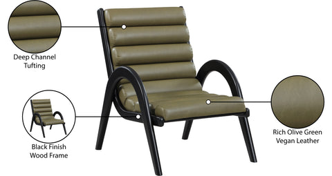 Talia Olive Vegan Leather Upholstered Accent Chair, 1 Piece (Style 2)