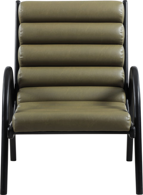 Talia Olive Vegan Leather Upholstered Accent Chair, 1 Piece (Style 2)