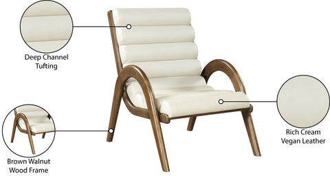 Talia Cream Vegan Leather Upholstered Accent Chair, 1 Piece (Style 3)