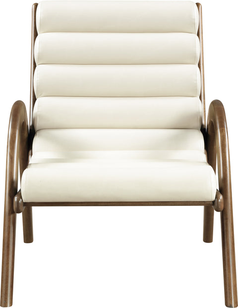Talia Cream Vegan Leather Upholstered Accent Chair, 1 Piece (Style 3)