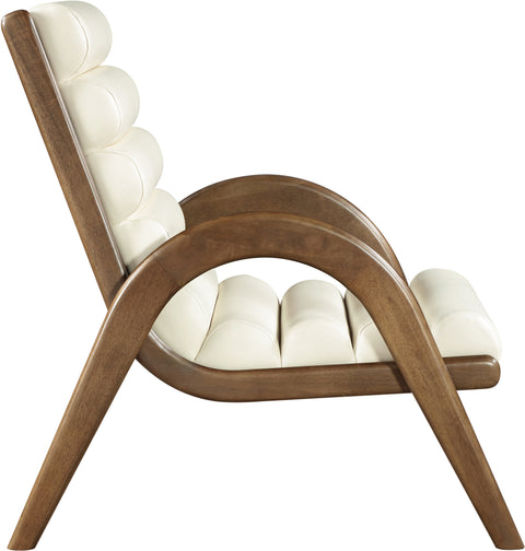 Talia Cream Vegan Leather Upholstered Accent Chair, 1 Piece (Style 3)