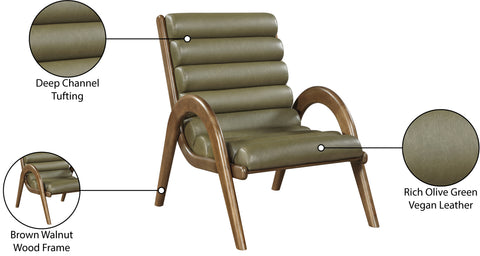 Talia Olive Vegan Leather Upholstered Accent Chair, 1 Piece (Style 3)