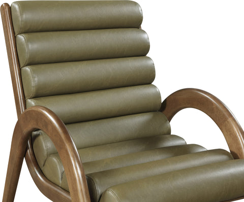 Talia Olive Vegan Leather Upholstered Accent Chair, 1 Piece (Style 3)