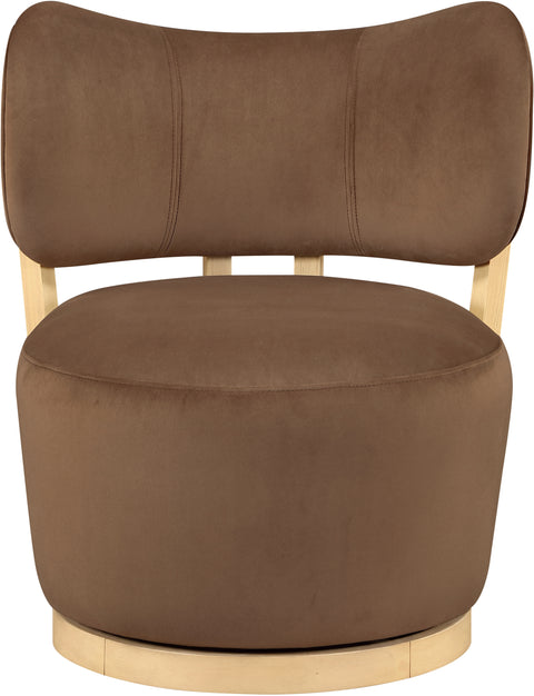 Iris Brown Velvet Upholstered Swivel Accent Chair, 1 Piece