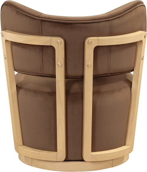 Iris Brown Velvet Upholstered Swivel Accent Chair, 1 Piece