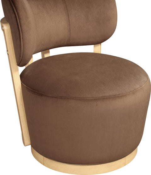 Iris Brown Velvet Upholstered Swivel Accent Chair, 1 Piece