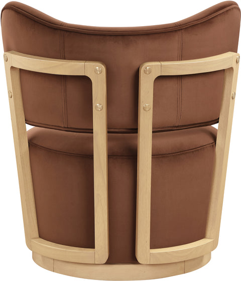 Iris Cognac Velvet Upholstered Swivel Accent Chair, 1 Piece