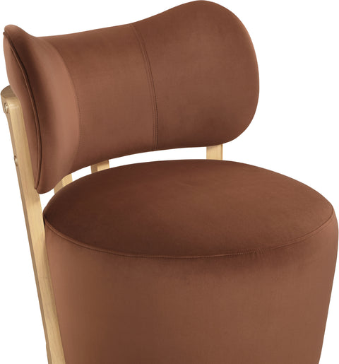 Iris Cognac Velvet Upholstered Swivel Accent Chair, 1 Piece