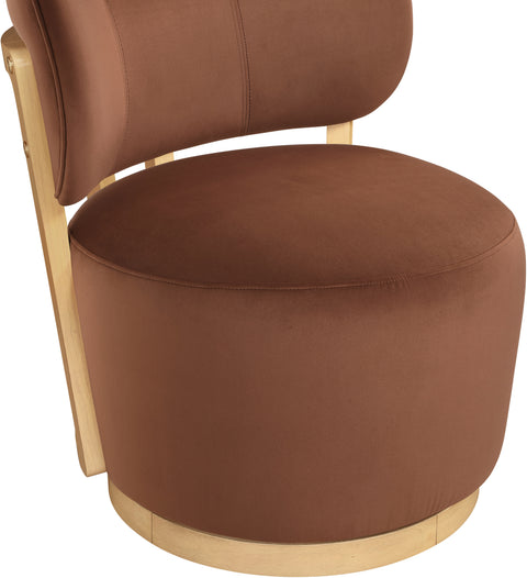 Iris Cognac Velvet Upholstered Swivel Accent Chair, 1 Piece
