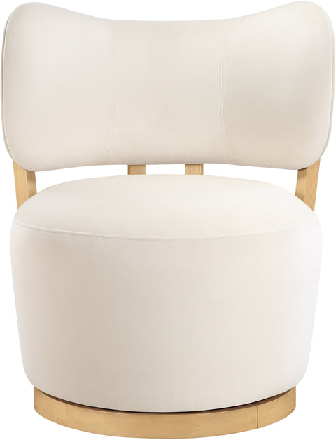 Iris Cream Velvet Upholstered Swivel Accent Chair, 1 Piece
