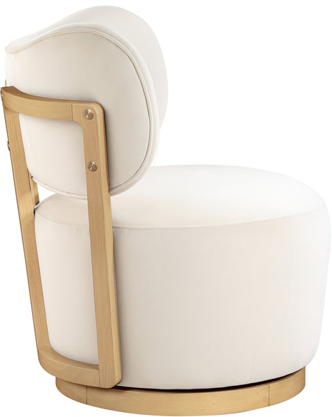Iris Cream Velvet Upholstered Swivel Accent Chair, 1 Piece