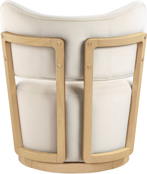 Iris Cream Velvet Upholstered Swivel Accent Chair, 1 Piece