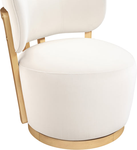 Iris Cream Velvet Upholstered Swivel Accent Chair, 1 Piece