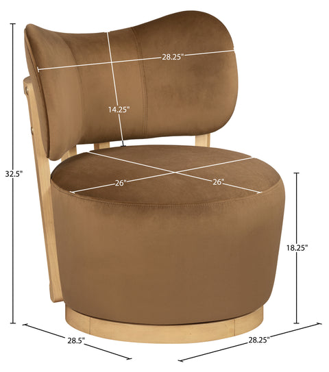 Iris Saddle Velvet Upholstered Swivel Accent Chair, 1 Piece