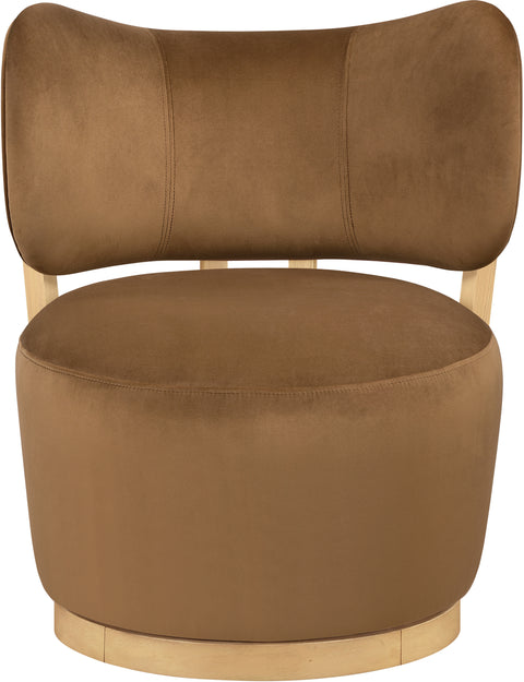 Iris Saddle Velvet Upholstered Swivel Accent Chair, 1 Piece