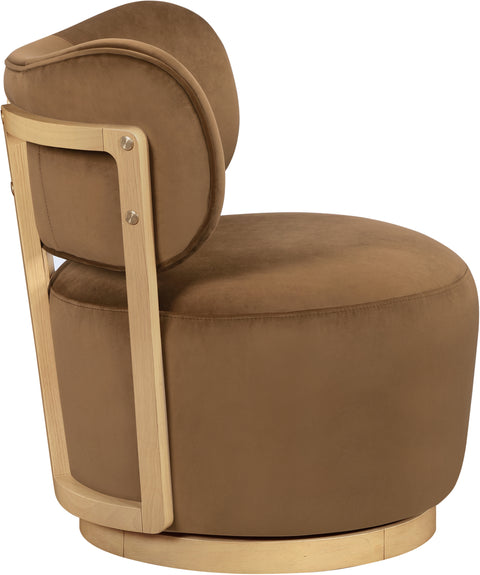 Iris Saddle Velvet Upholstered Swivel Accent Chair, 1 Piece