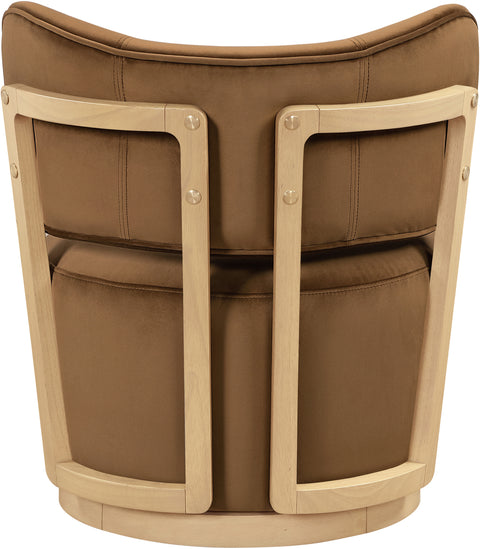 Iris Saddle Velvet Upholstered Swivel Accent Chair, 1 Piece