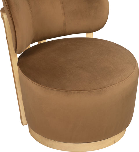 Iris Saddle Velvet Upholstered Swivel Accent Chair, 1 Piece