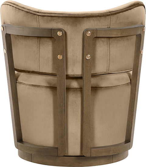 Iris Beige Velvet Upholstered Swivel Accent Chair, 1 Piece