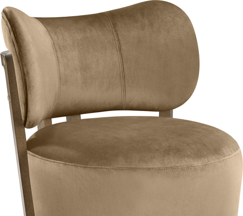 Iris Beige Velvet Upholstered Swivel Accent Chair, 1 Piece