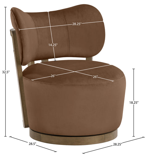 Iris Brown Velvet Upholstered Swivel Accent Chair, 1 Piece (Style 2)