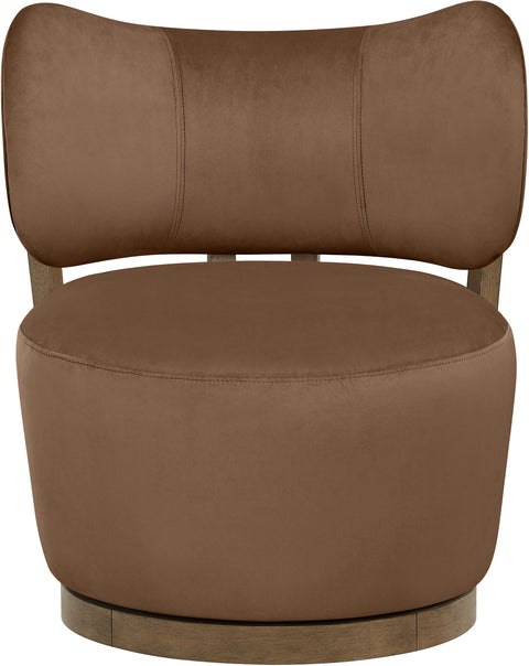 Iris Brown Velvet Upholstered Swivel Accent Chair, 1 Piece (Style 2)